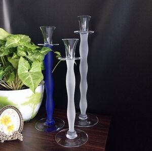 Orrefors‎ Anne Nilsson KostaBoda CELESTE Frosted Candle Holder Candlestick 13.25